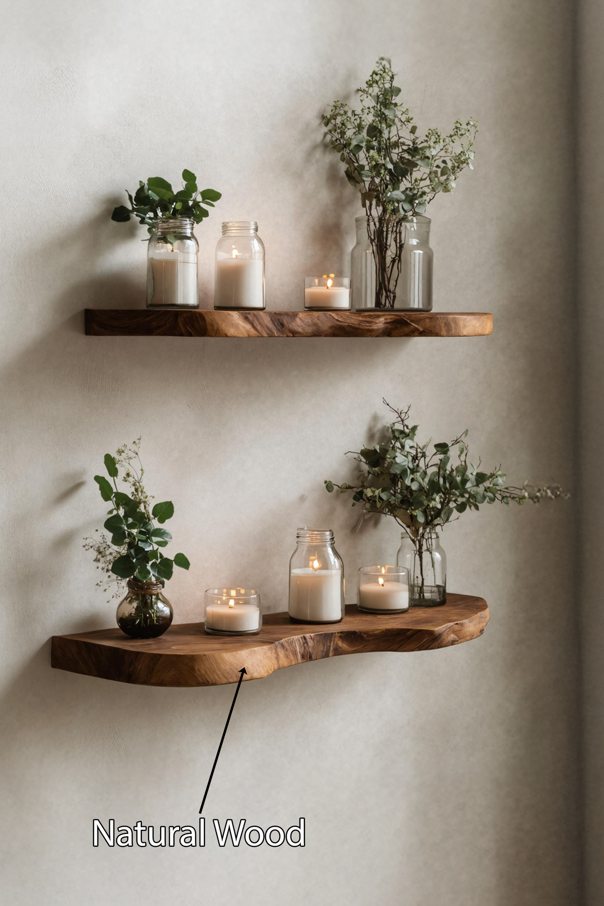 Mid Century Wooden Floating Shelf For Living Room Decor