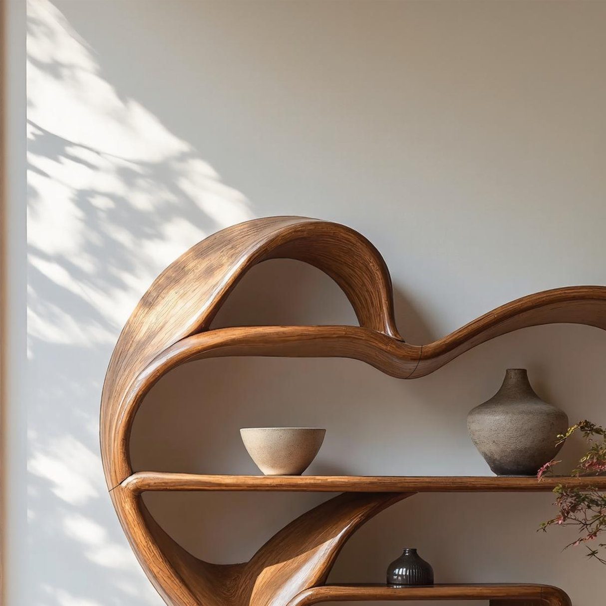 Mid Century Live Edge Bookshelf For Living Room Decor