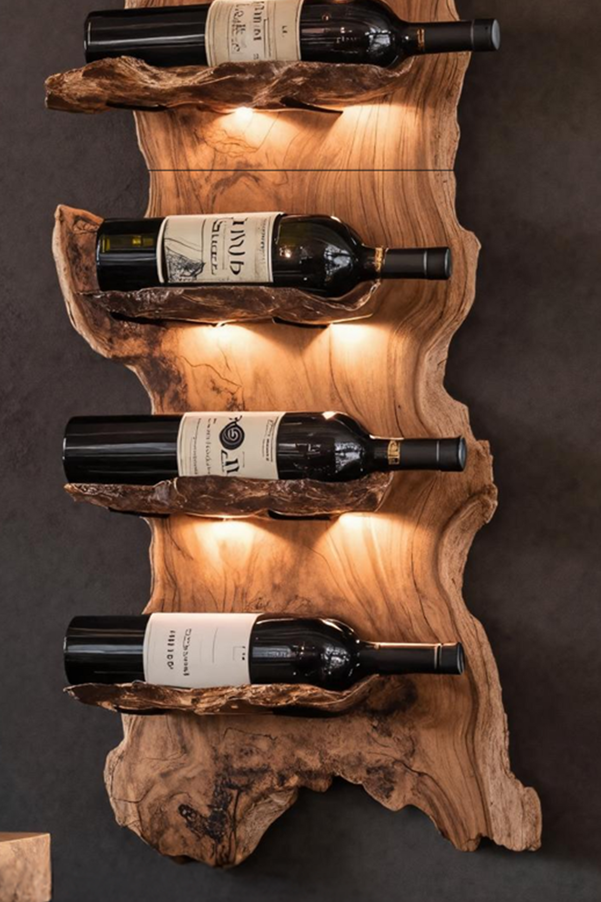 Modern Wooden Live Edge Wine Holder For Entryway Furniture