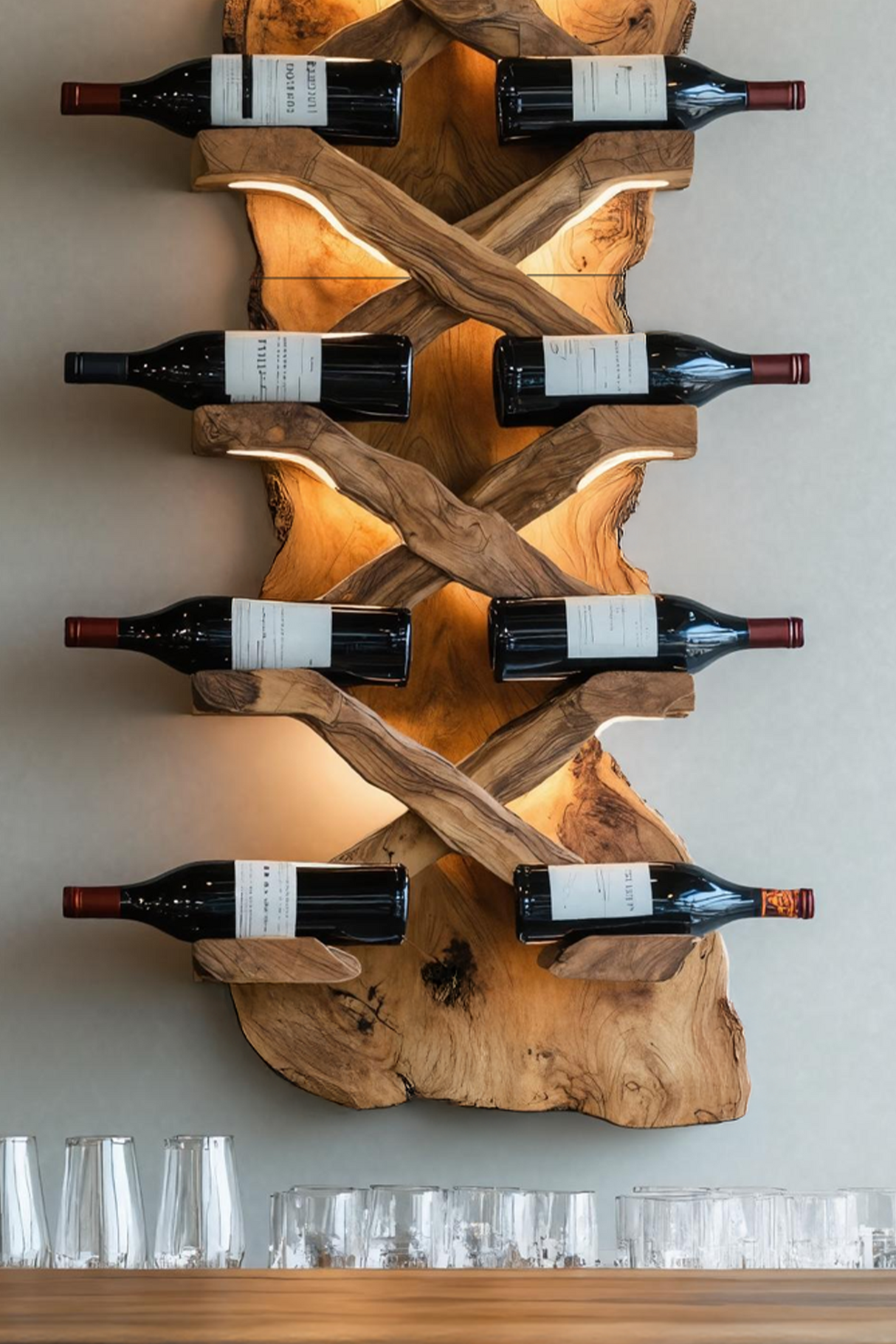 Handcrafted Solid Wood Wine Rack For Bar Decor And Storage