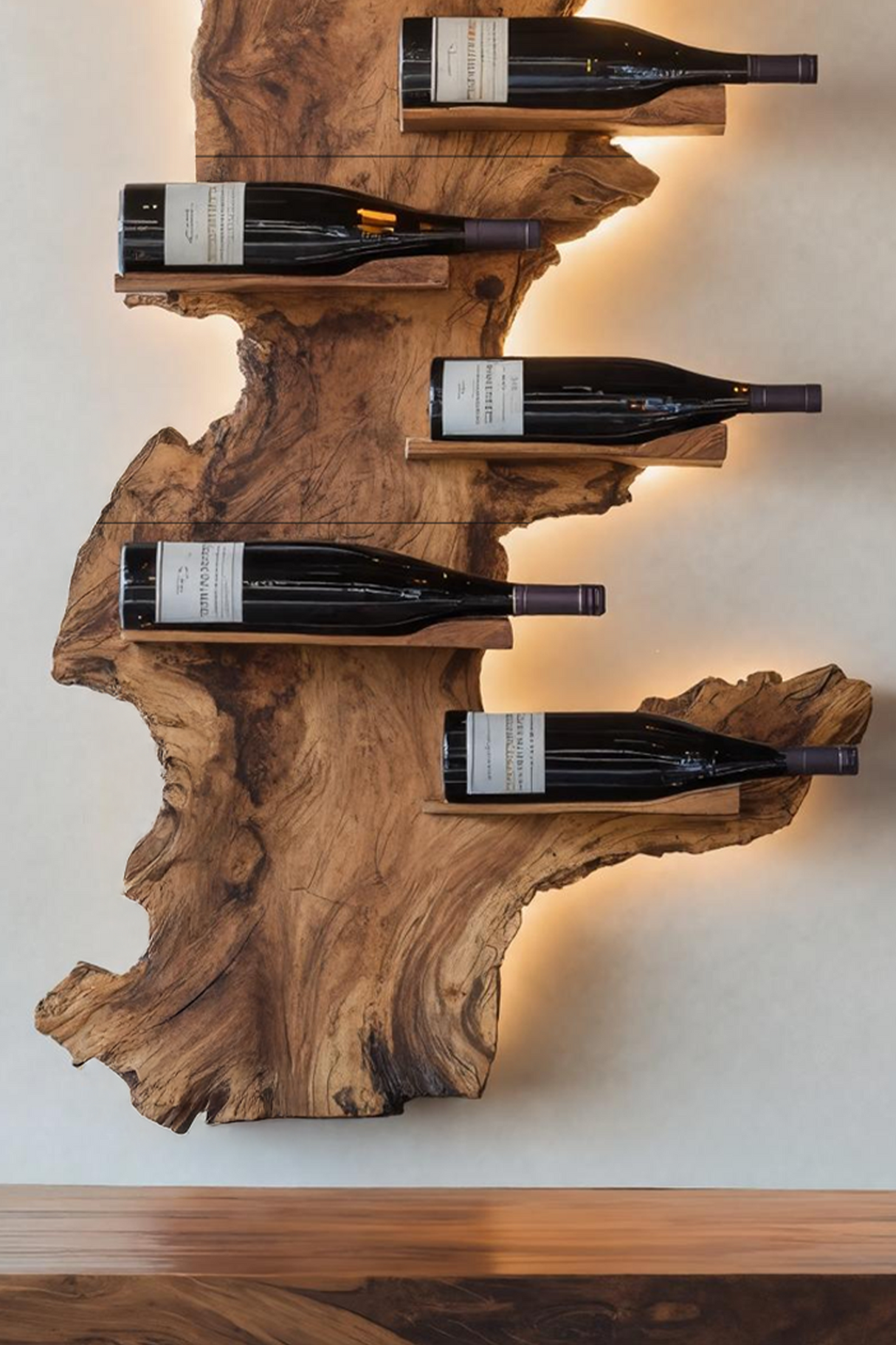 Modern Live Edge Wine Holder For Living Room Furniture Decor
