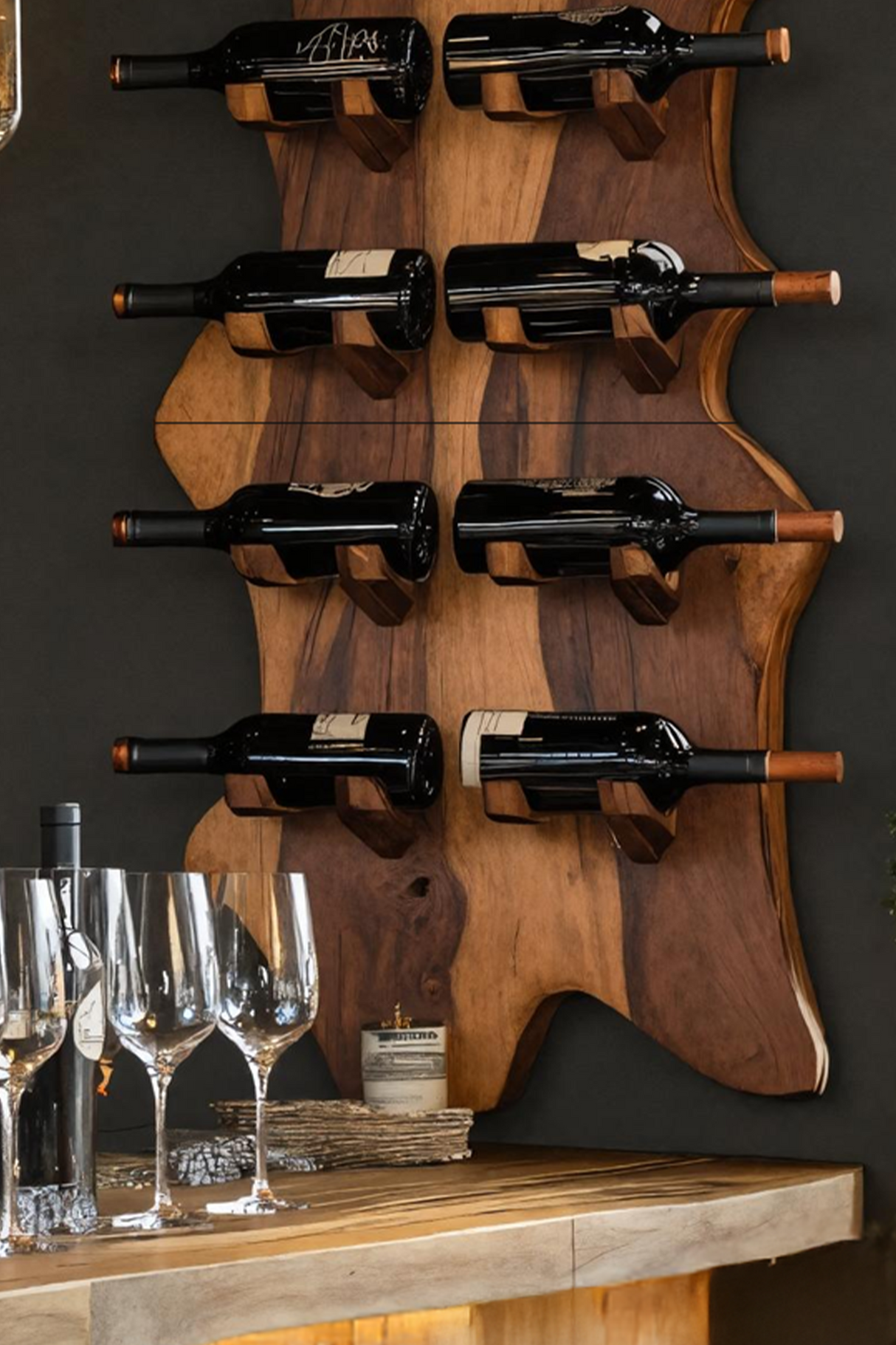 Modern Solid Wood Wine Rack For Bar Decor And Home Display
