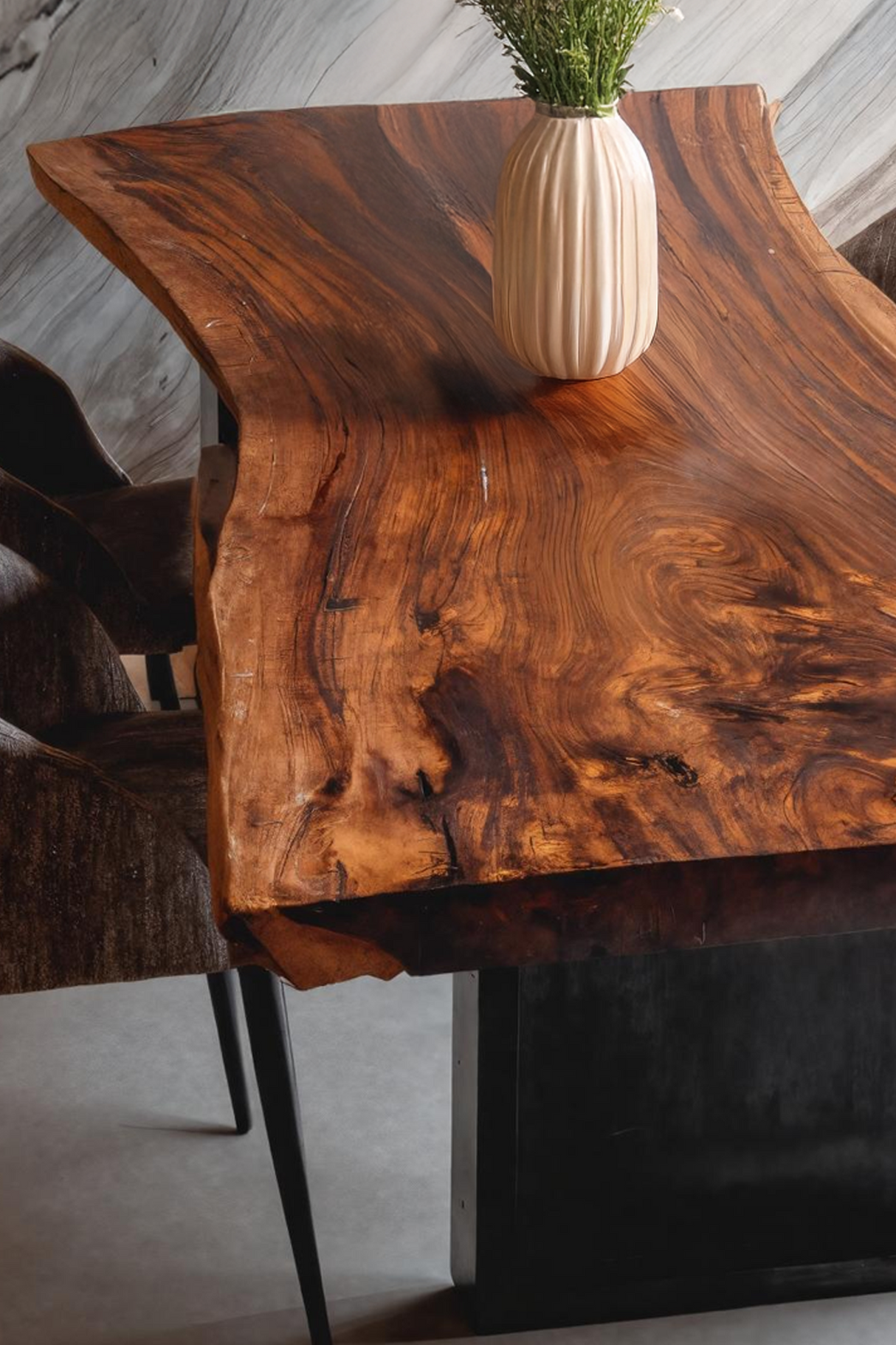 Furniture Decor Modern Wooden Live Edge Dining Table Minimal