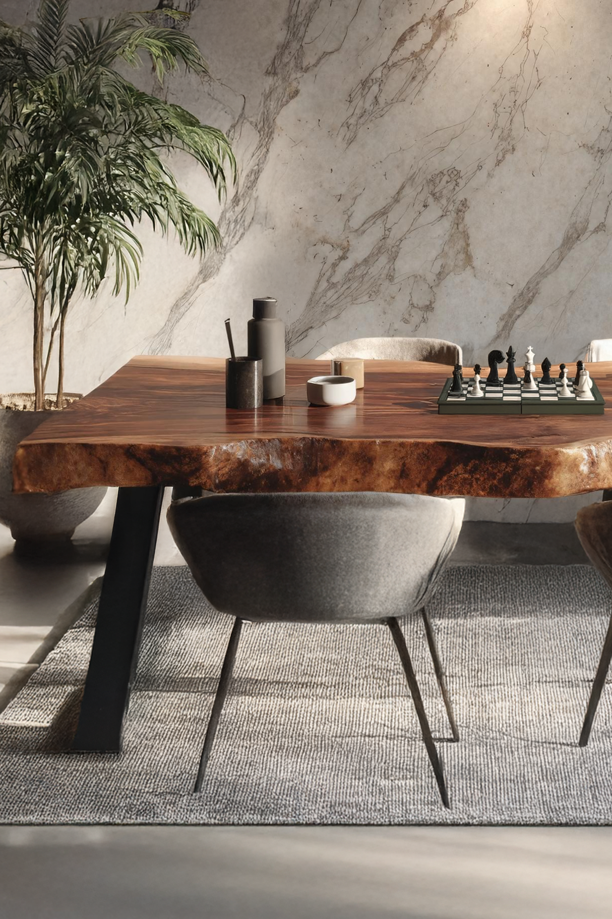 Dining Room Mid Century Live Edge Dining Table Retro Style