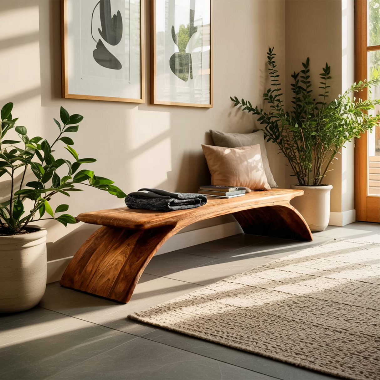 Modern Curved Bench For Hallway Seating