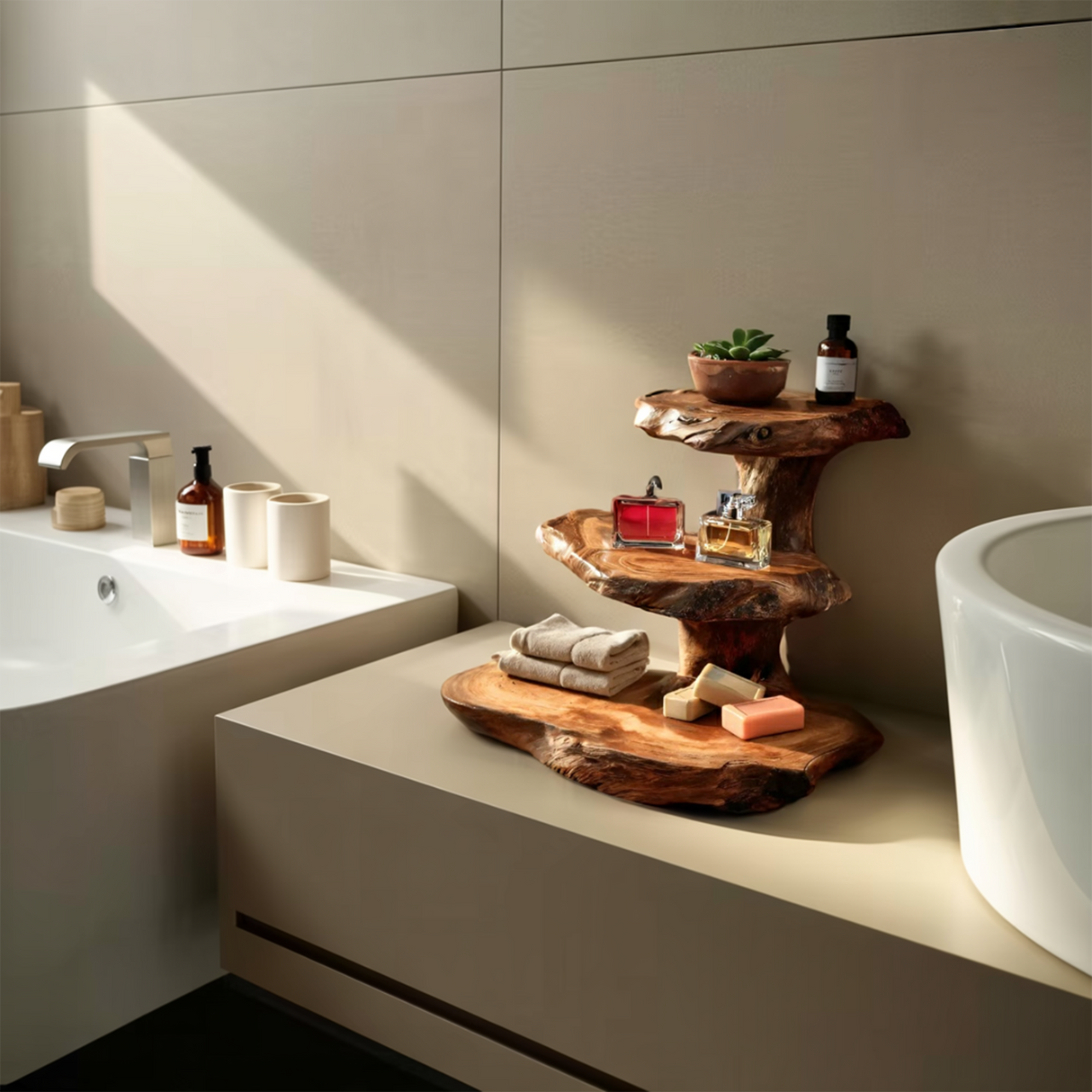 Rustic Bathroom Shelf Nature Inspired For Bathroom