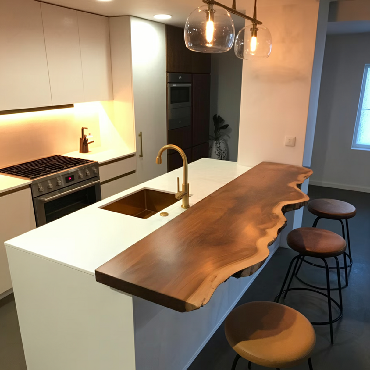 Live Edge Kitchen Island Countertop For Custom Kitchen Remodel Or Renovation