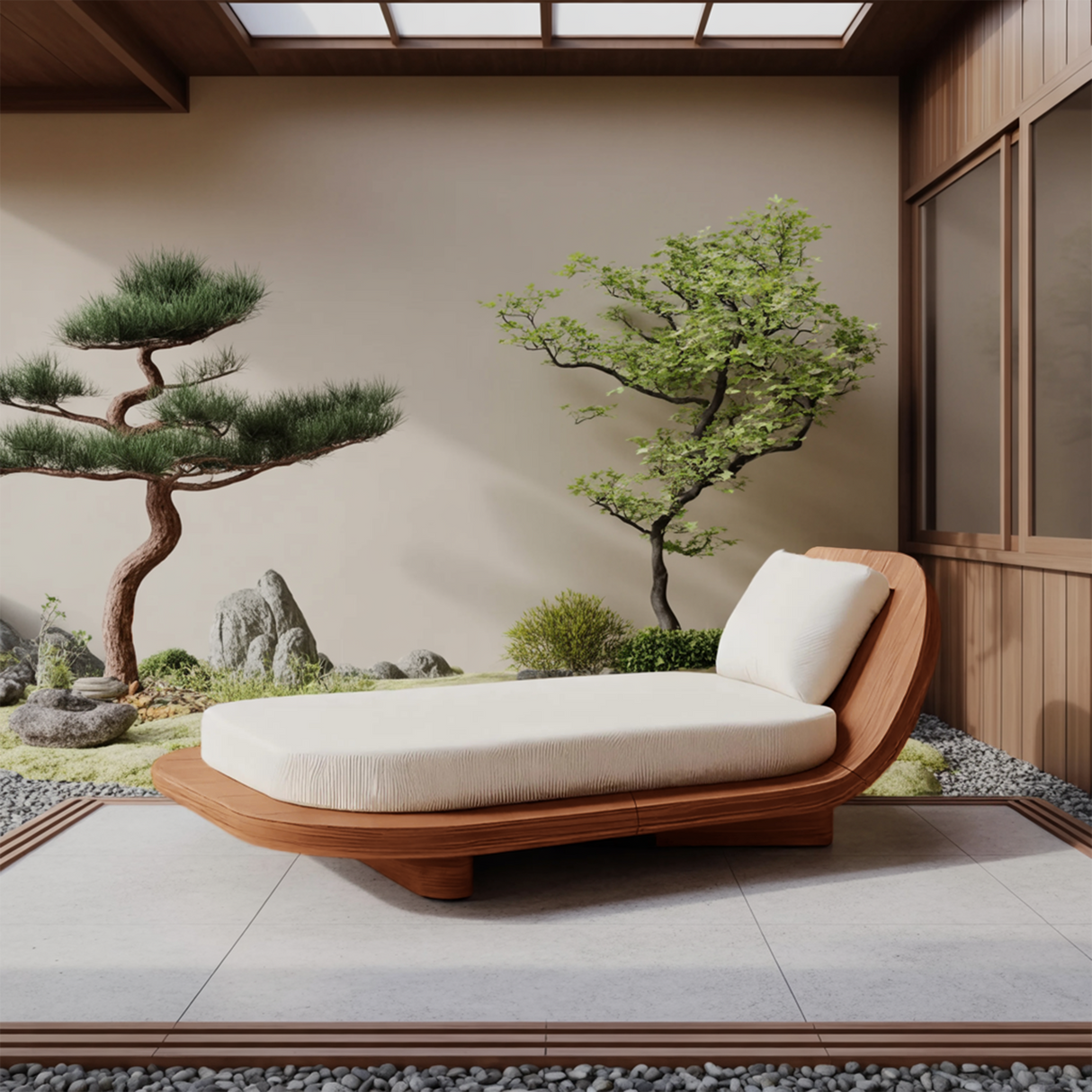 Handcrafted Wooden Daybed For Patio Furniture And Outdoor Decor