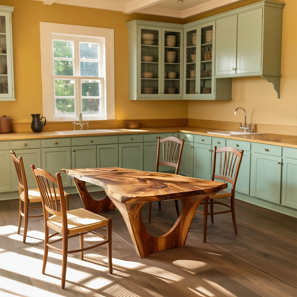 Handcrafted Dining Table With Natural Grain For Dining
