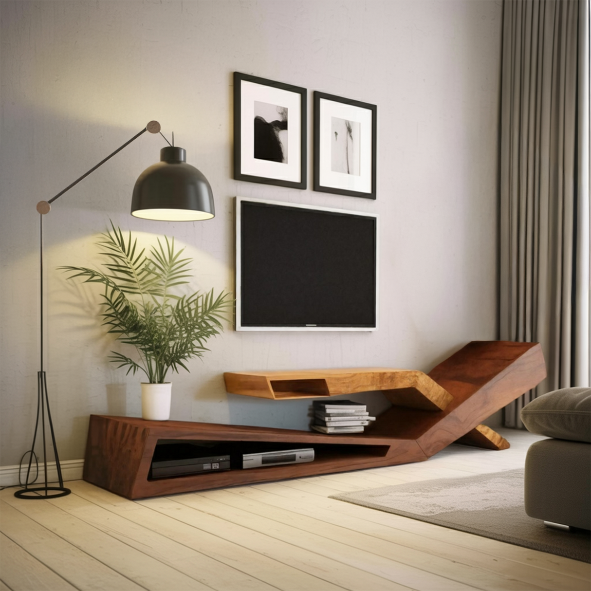 Contemporary Artistic TV Stand Modern Living Room Display