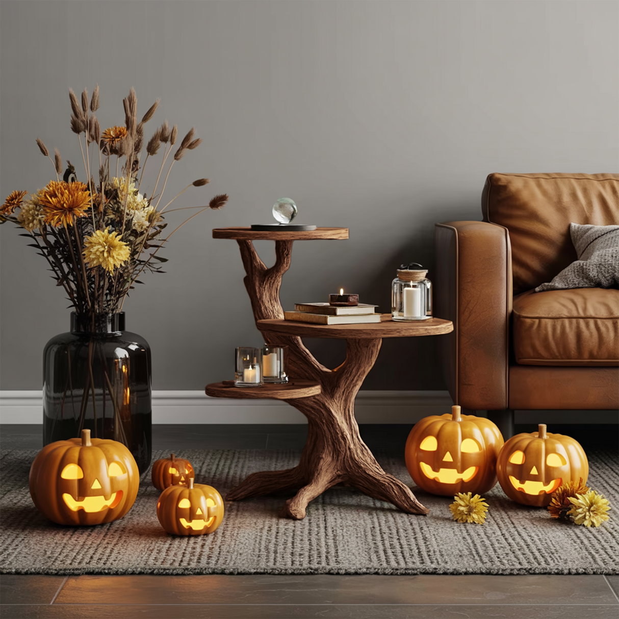 Mid Century Round End Table For Entryway Design Gothic Halloween Decor