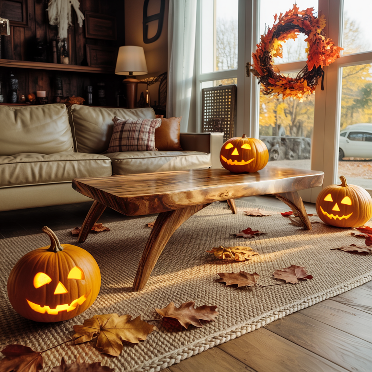 Handcrafted Wooden Live Edge Coffee Table Livingroom Decor Ghost Vibes