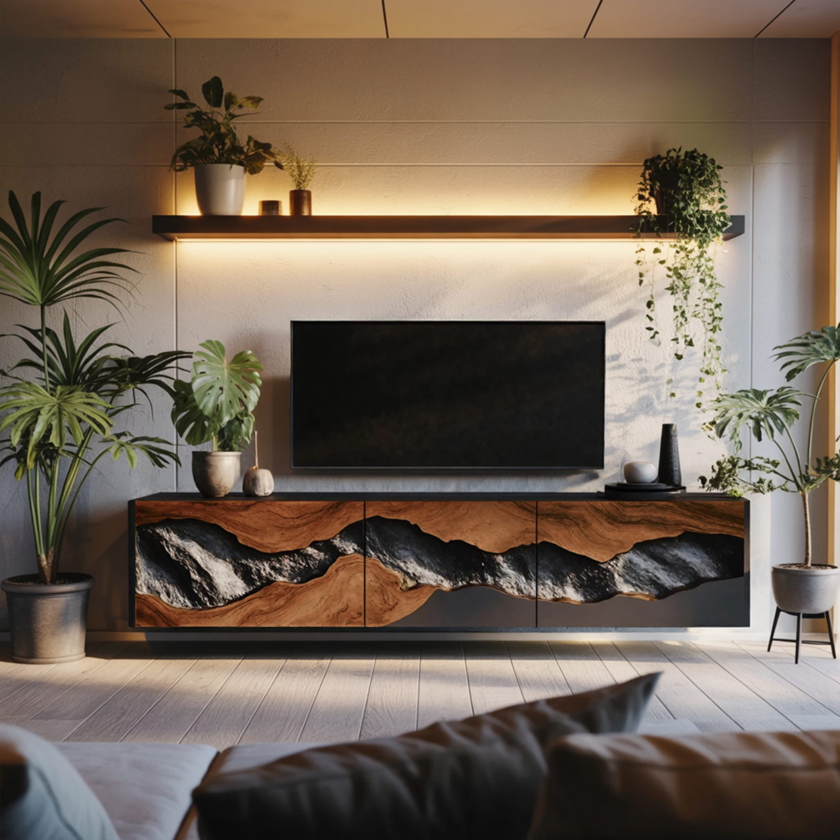Handcrafted TV Console For Cozy Living Space