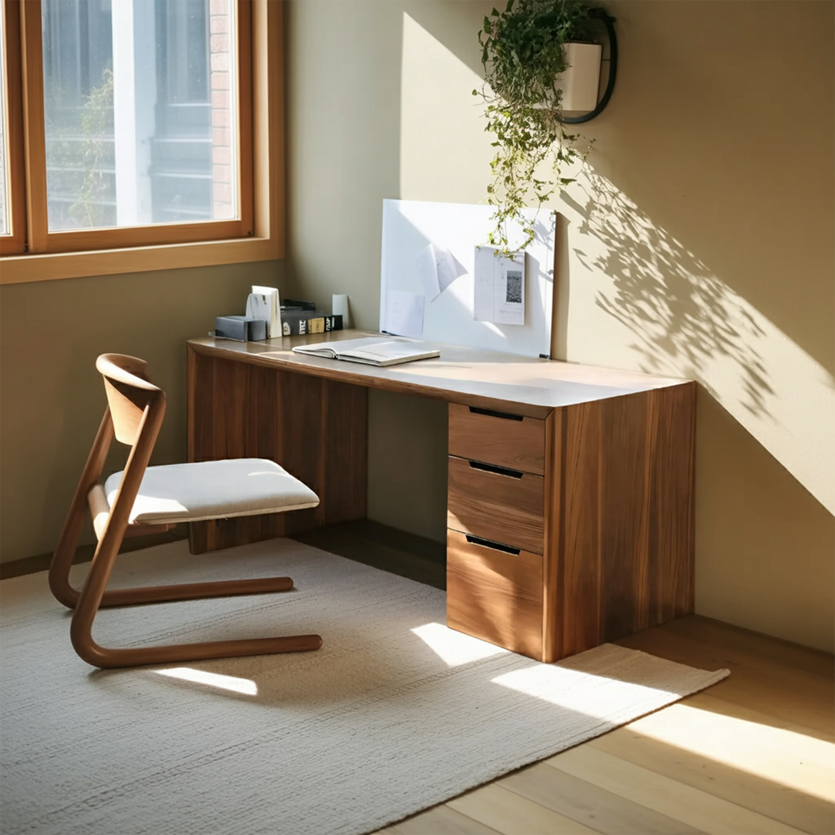 Modern Minimal Desk With Drawers For Home Office