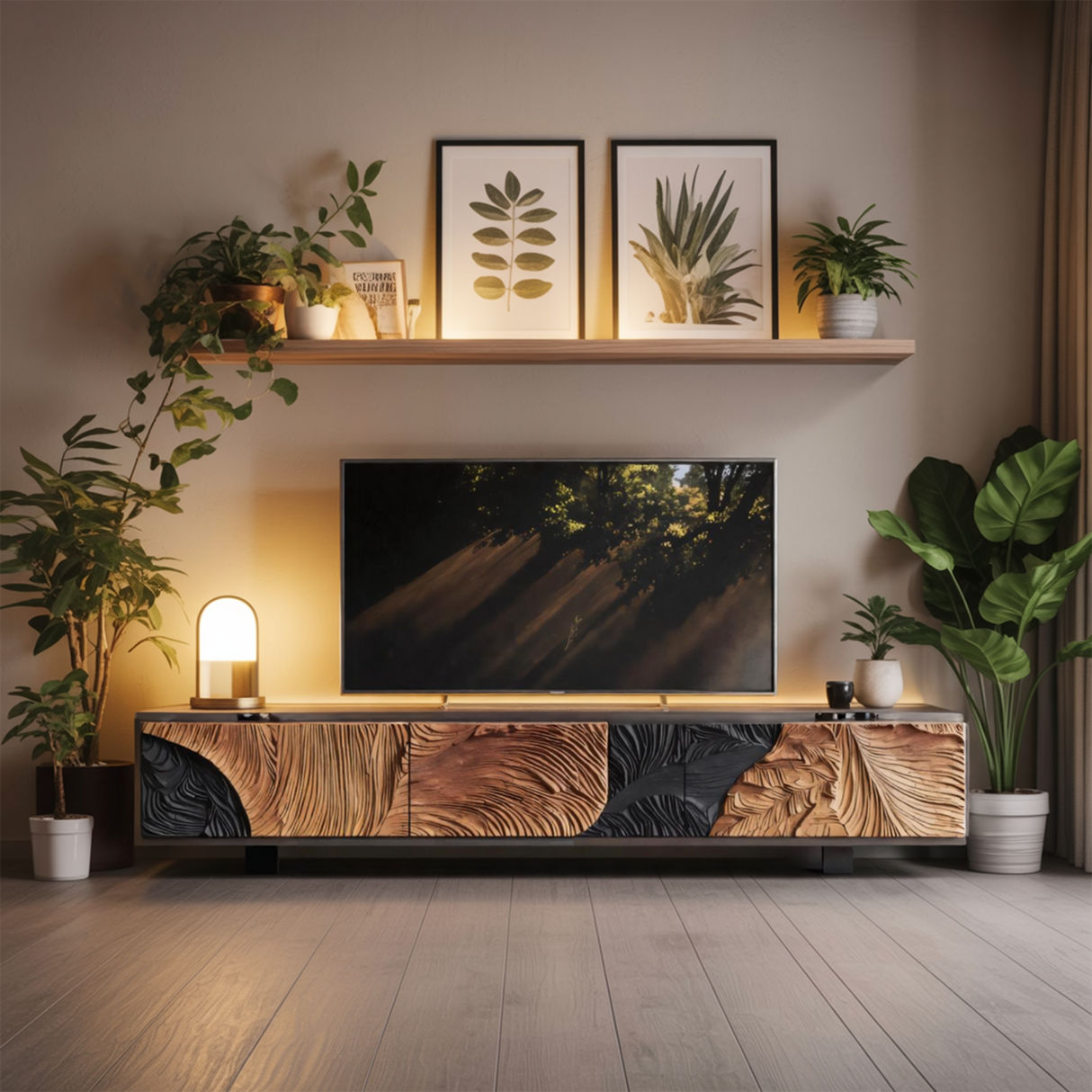 Mid Century Wood Console For Living Room Decor