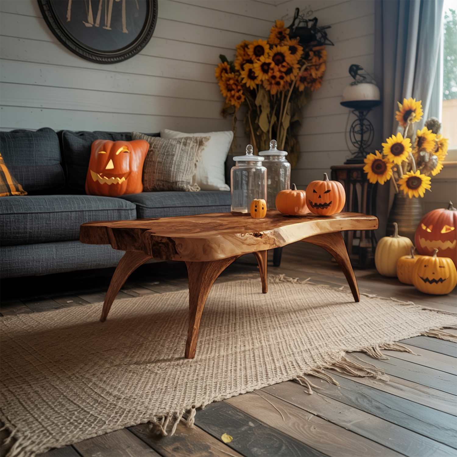 Mid Century Live Edge Coffee Table For Entryway Design Halloween Style