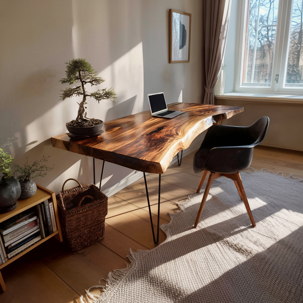 Farmhouse Handmade Live Edge Desk For Interior