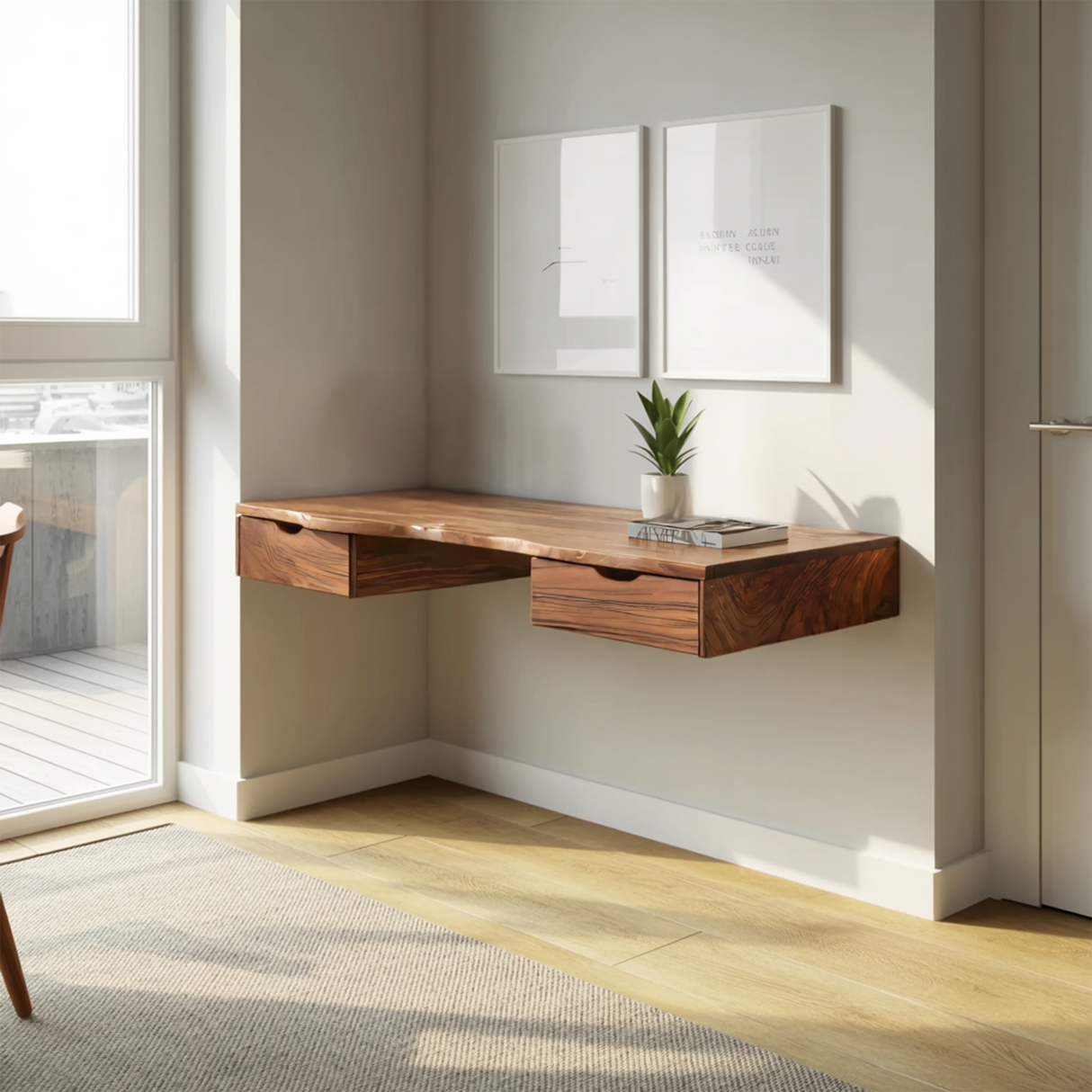Modern Floating Desk With Drawers For Home Office