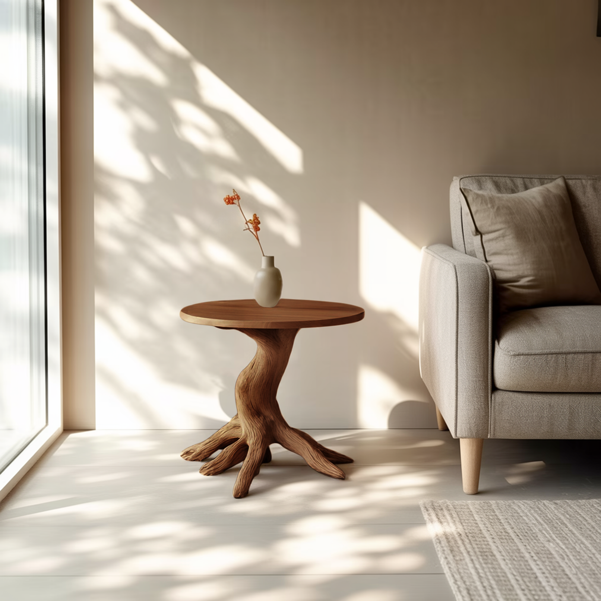 Farmhouse Solid Wood End Table For Living Room Stylish Wall Accent