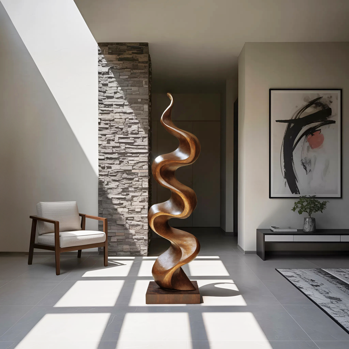 Rustic Large Wooden Sculpture For Garden