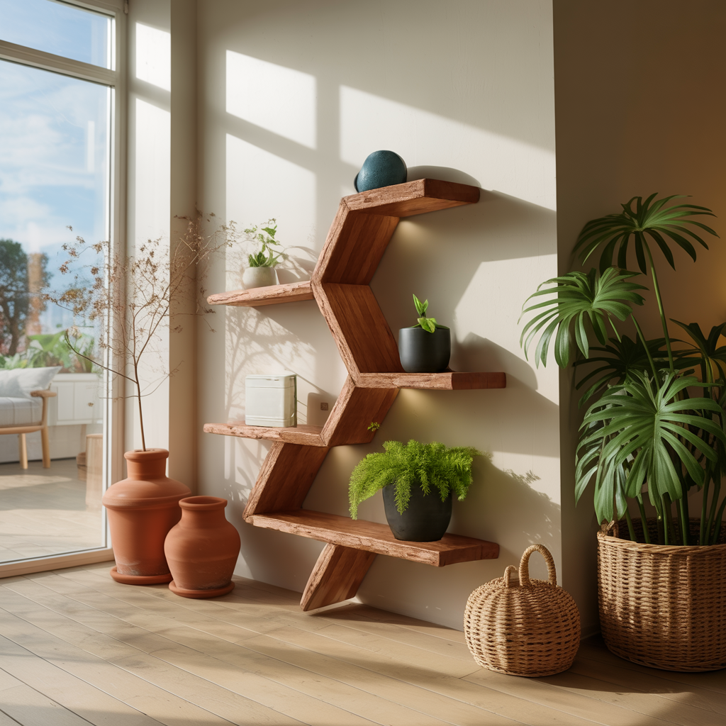 Modern Geometric Wall Shelf For Indoor Plants Display
