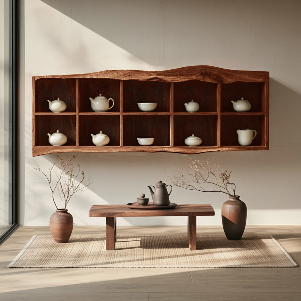 Handcrafted Live Edge Floating Shelf For Living Room Use