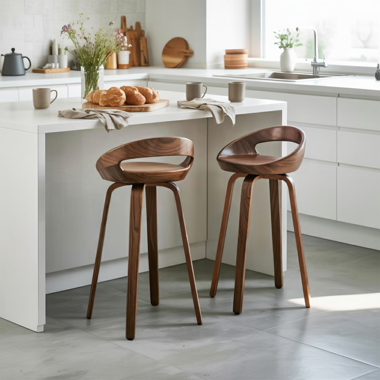Modern Curved Bar Stools For Kitchen Island Counter Dining