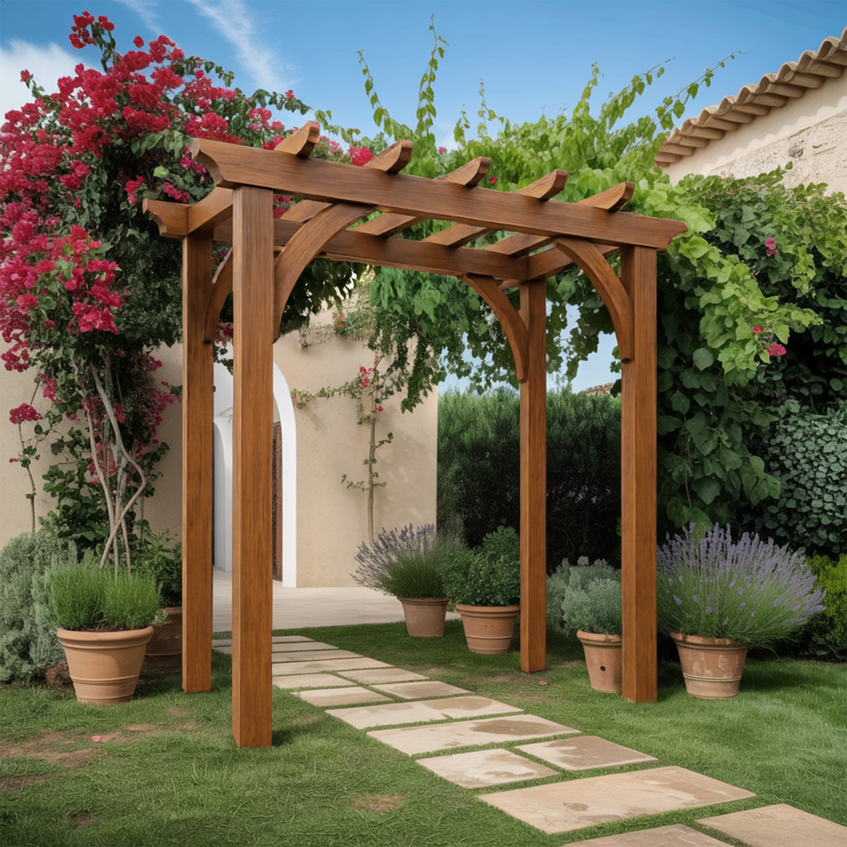 Rustic Garden Arbor Arch For Outdoor Pathways