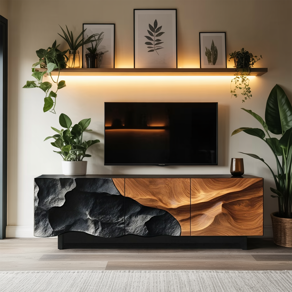 Farmhouse TV Console For Entryway Furniture Style