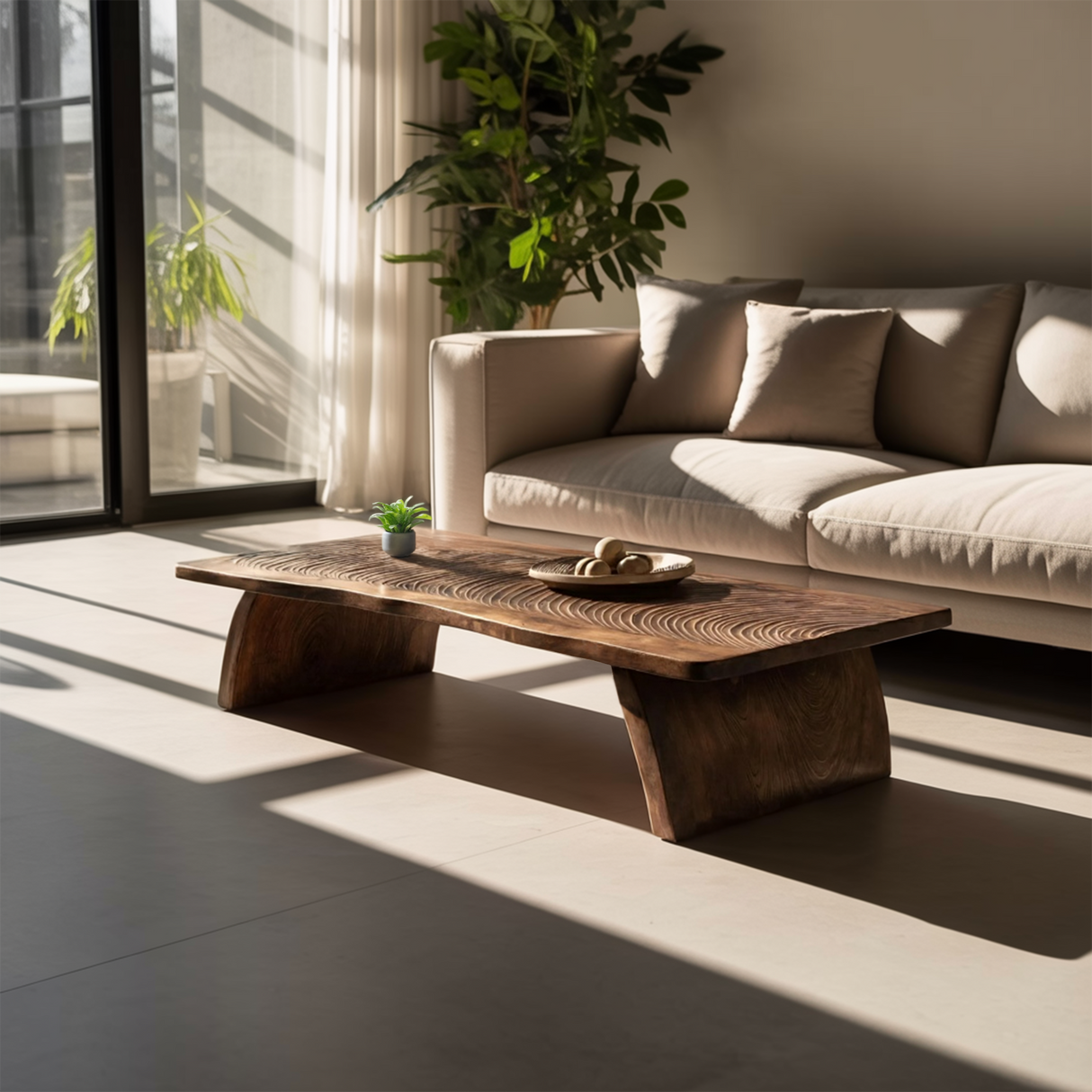 Farmhouse Mid Century Live Edge Coffee Table For Living Room