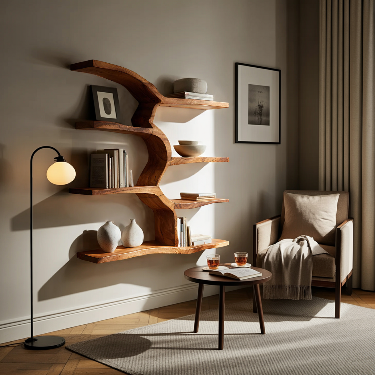 Minimalist Live Edge Floating Shelf For Living Room Display