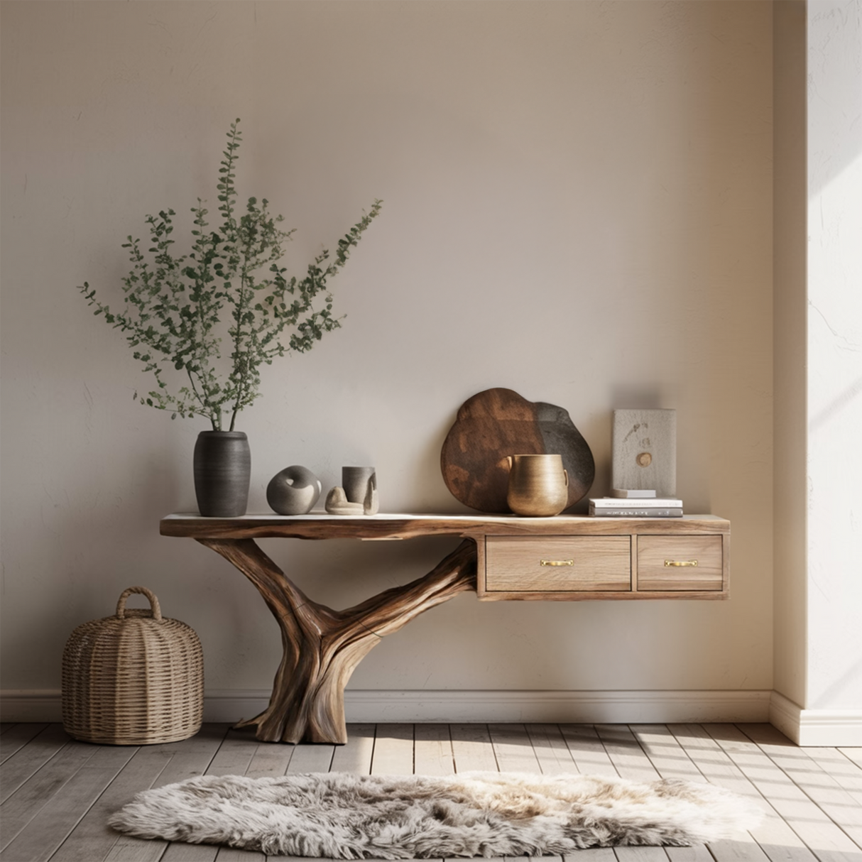 Farmhouse Wooden Console Table For Rustic Bedroom