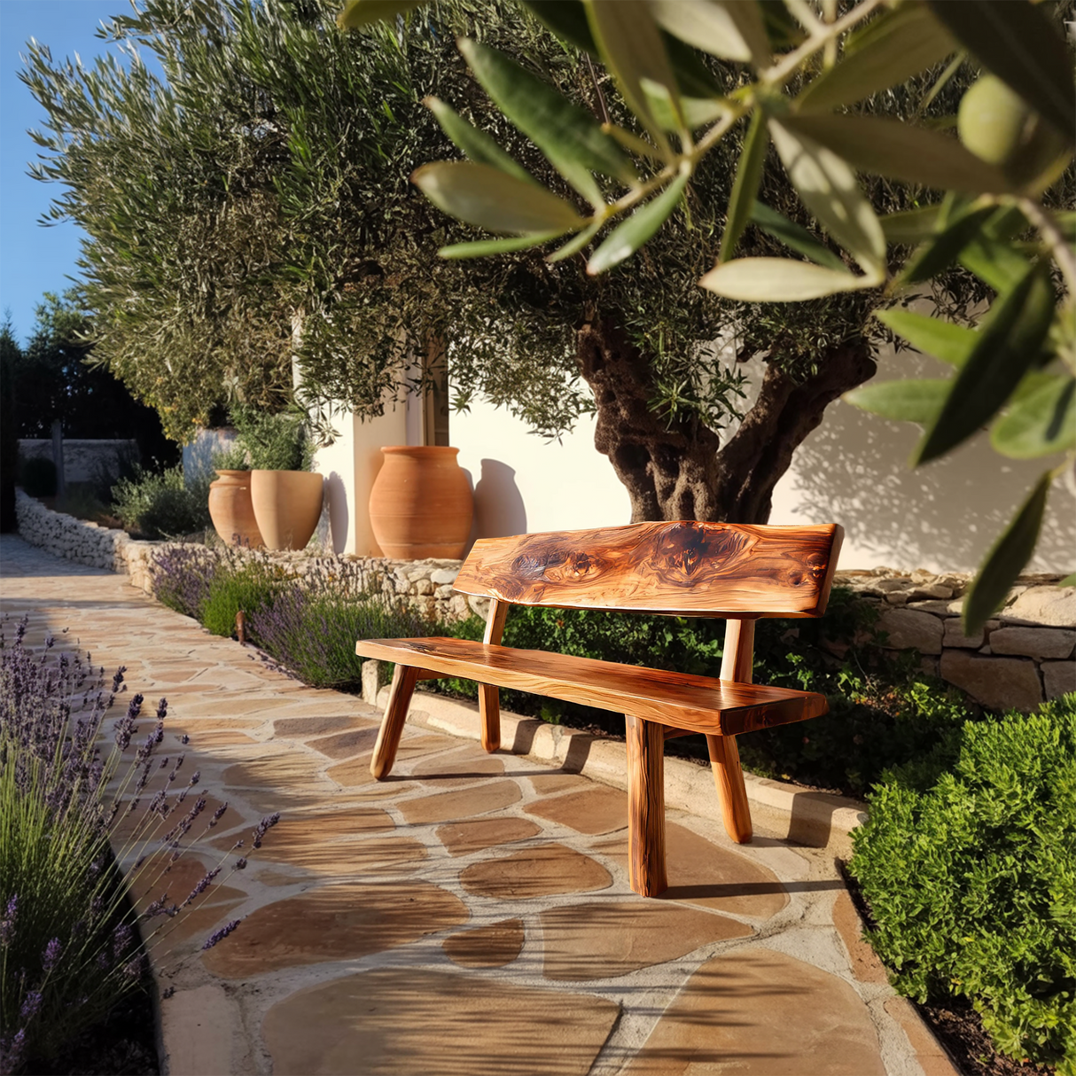 Handmade Outdoor Wooden Bench For Patio And Terrace