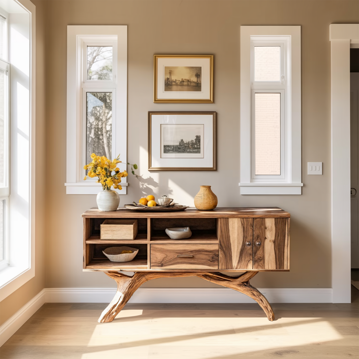 Mid Century Live Edge Entryway Table For Bedroom Decor Inspiration