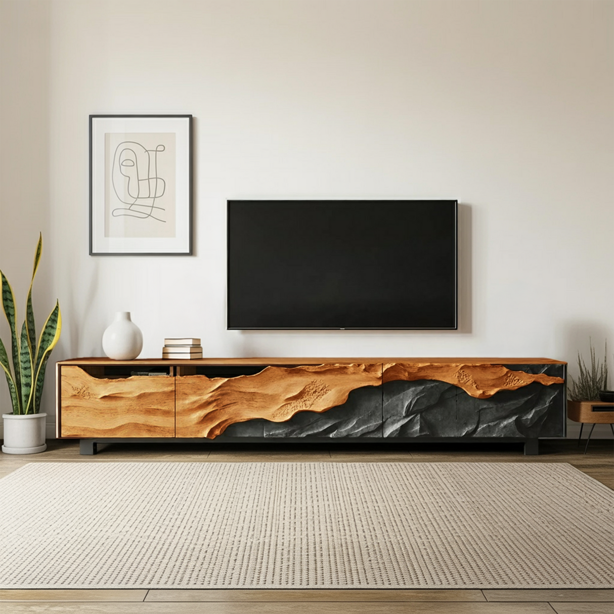 Mid Century TV Console For Modern Living Room