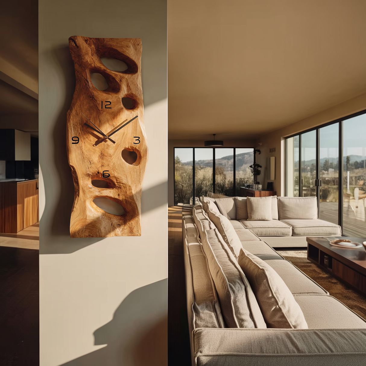 Contemporary Carved Wall Clock For Living Room