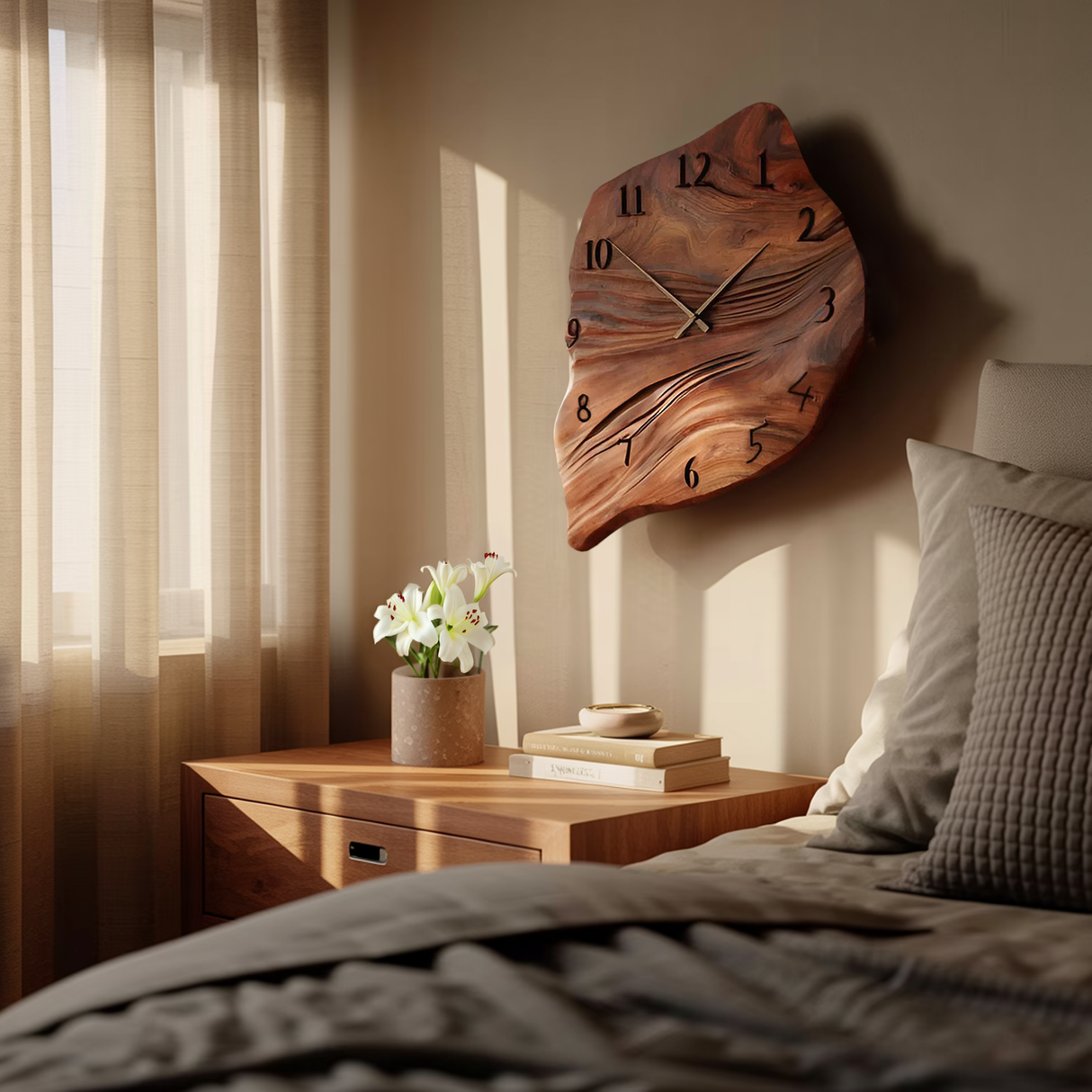 Minimalist Wall Clock Organic Shape Clock For Living Room