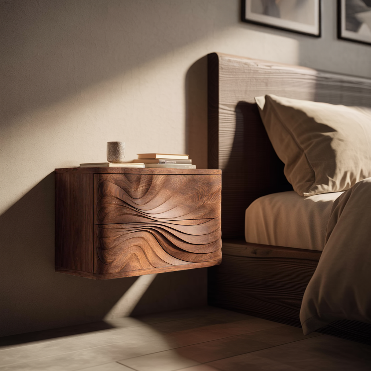 Wall Mounted Nightstand With Drawers For Bedroom
