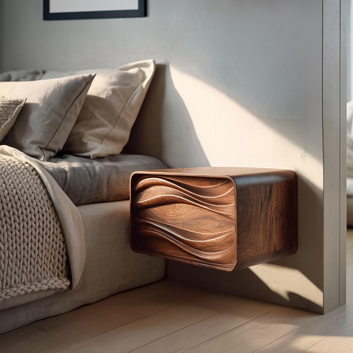 Organic Sculptural Floating Bedside Table For Bedroom Decor