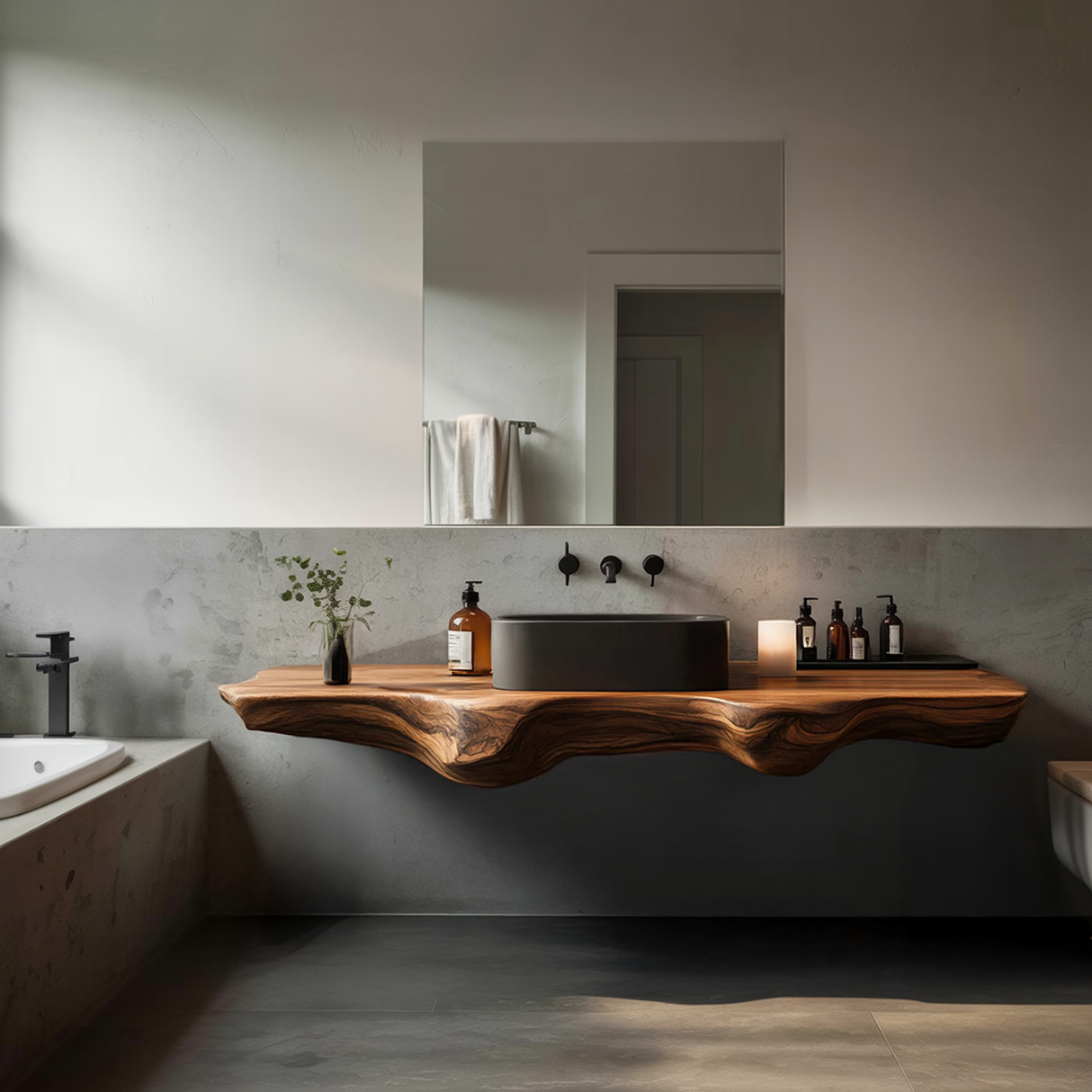 Mid Century Solid Wood Vanity For Sleek Bathroom