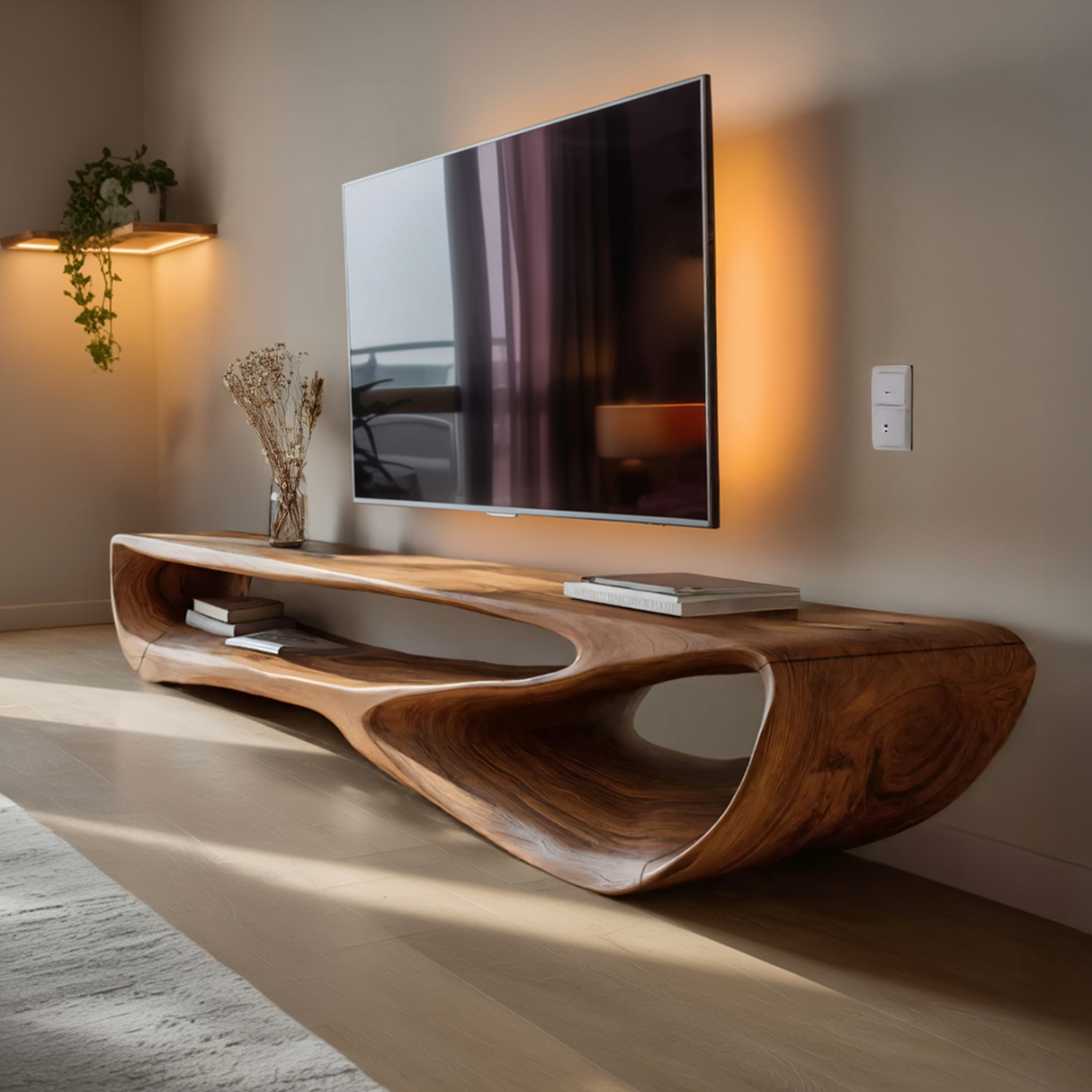 Minimal Curved TV Console For Living Room
