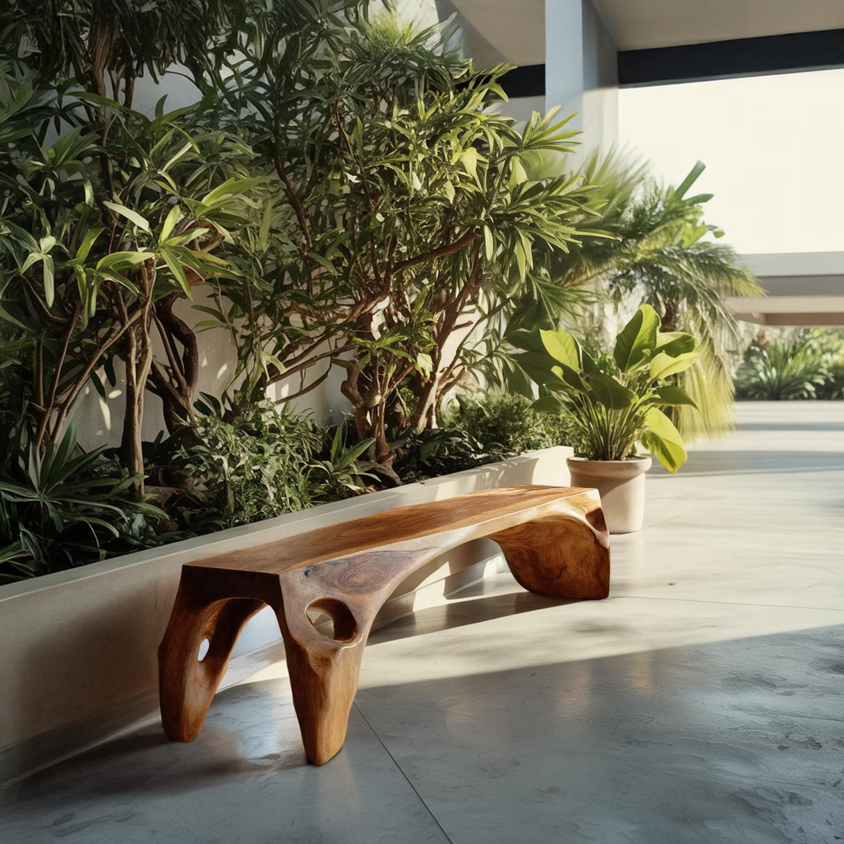 Organic Modern Sculptural Bench For Entryway Or Living Room
