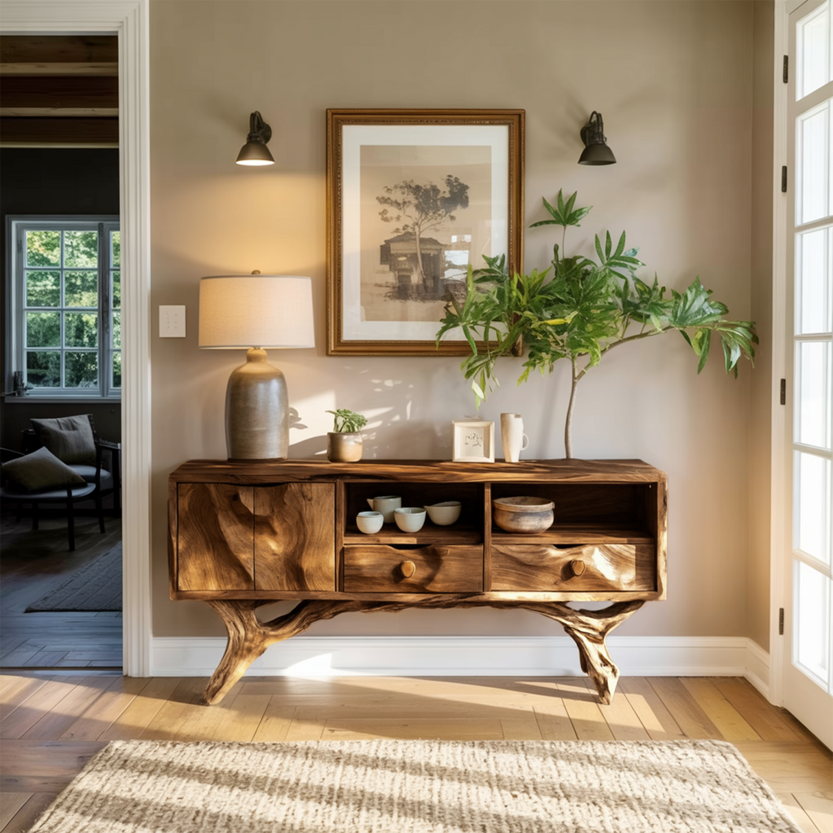 Handcrafted Wooden Console Table For Bedroom Luxury Home Accent