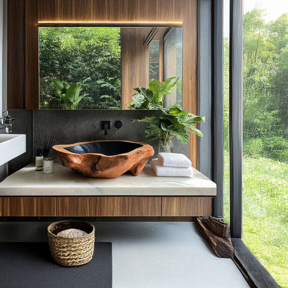 Farmhouse Wooden Vessel Sink For Bathroom