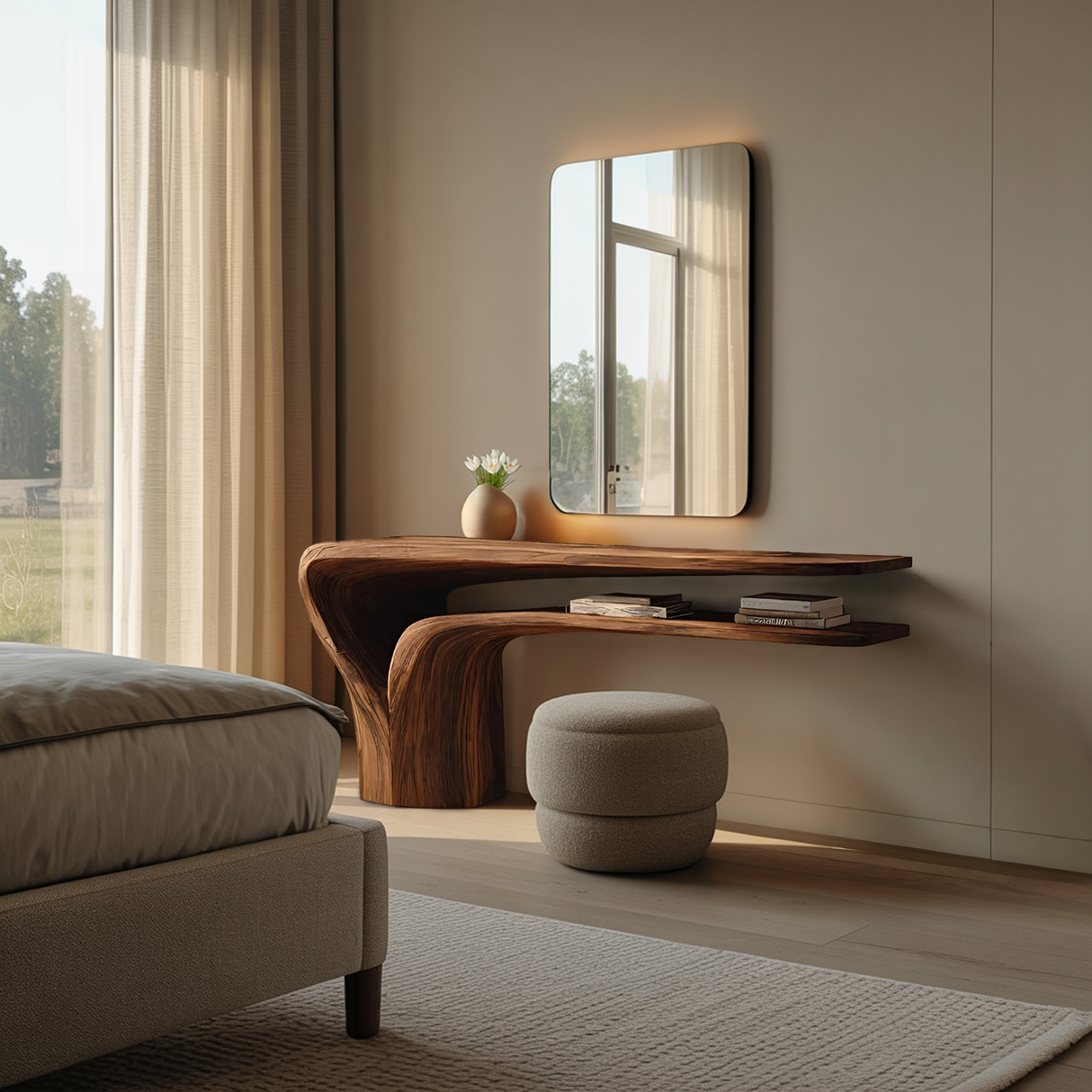 Organic Vanity Table For Bedroom Interior Space