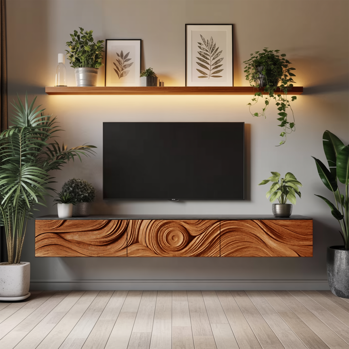 Farmhouse Wooden TV Console For Furniture Decor