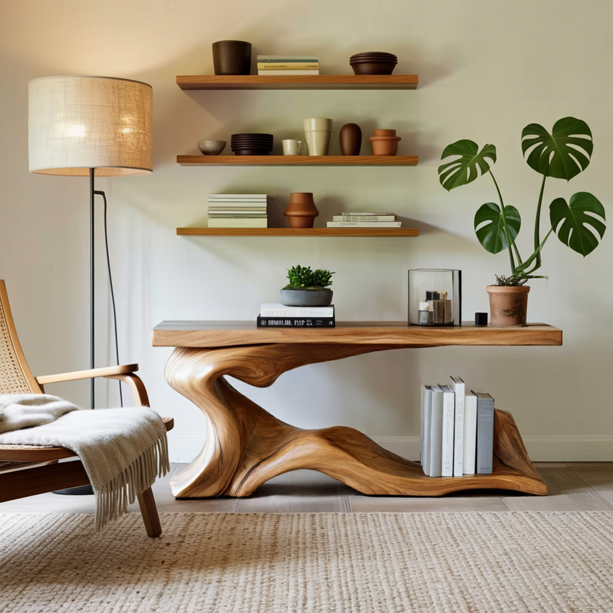 Rustic Live Edge Desk Entryway Design