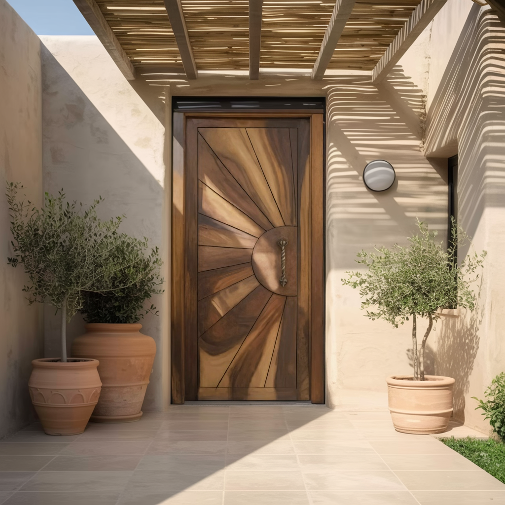 Modern Sunburst Front Door Design For Entryway
