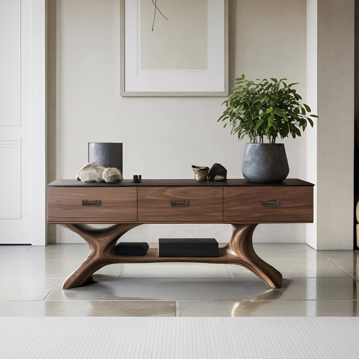 Handcrafted Solid Wood Dressing Table For Furniture Decor With Mirror