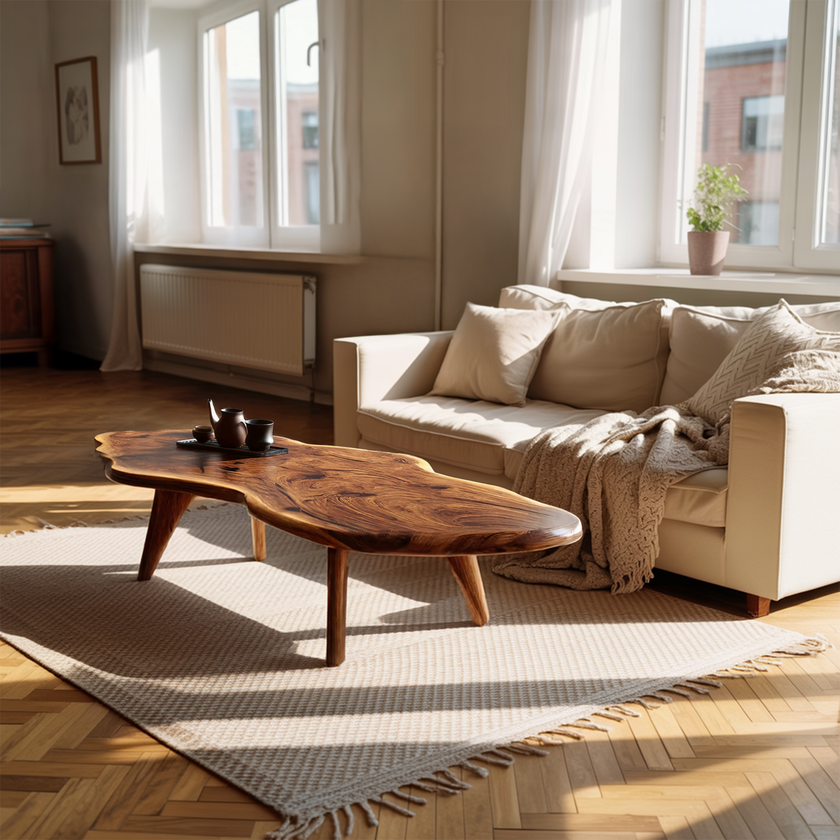 Mid Century Modern Live Edge Coffee Table For Living Room Look